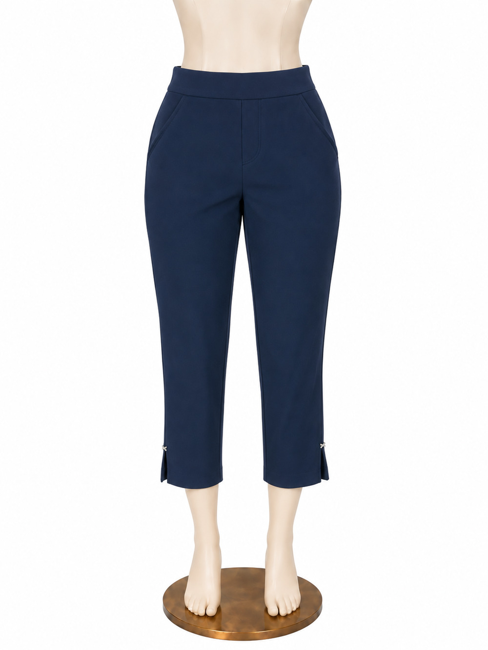GKĀ® Navy Blue Capri Leggings with Zipper Hem | Size Medium